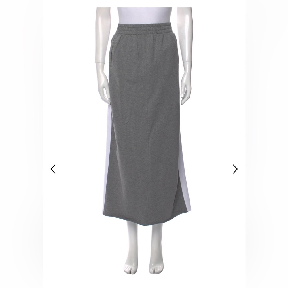 Norma Kamali Sweat Skirt Black Grey and White Casual Midi Skirt